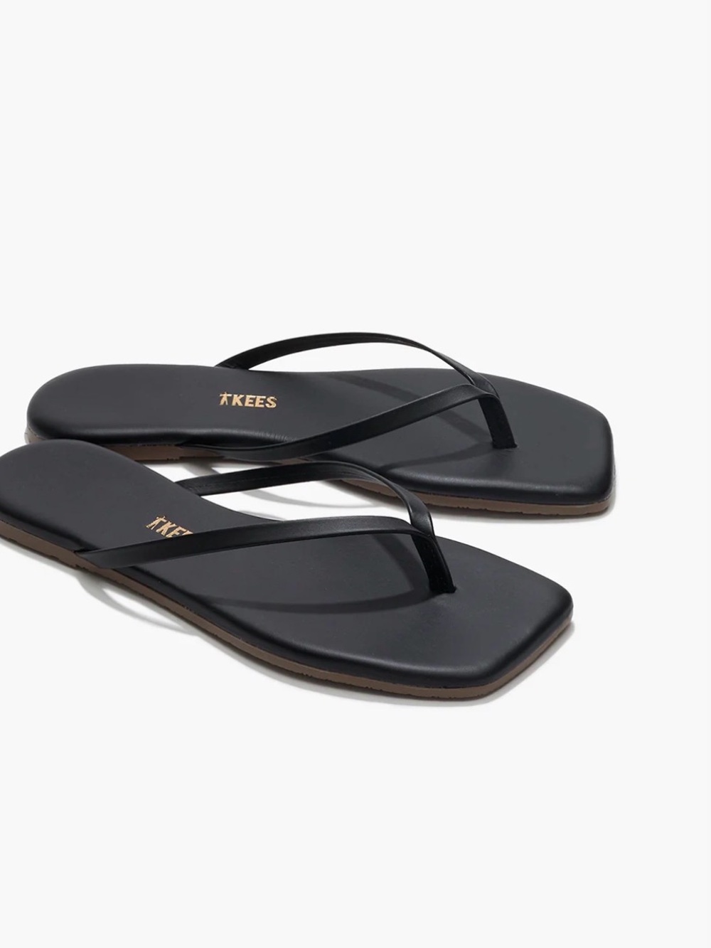 TKEES Black Minimal Square-Toe Flip Flop Sandals